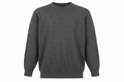 Goodsouls Mens Grey Round Neck Cotton Pullover Jumper Size L Long Sleeve