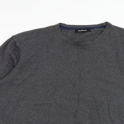 Goodsouls Mens Grey Round Neck Cotton Pullover Jumper Size L Long Sleeve
