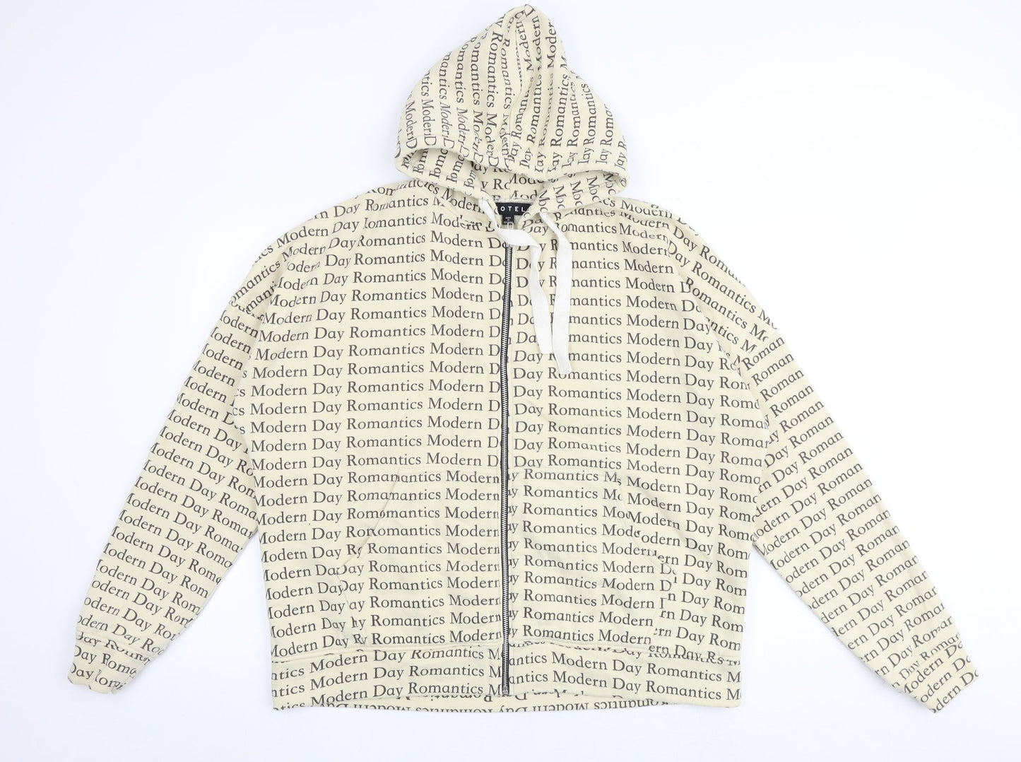 Motel Mens Beige Geometric Cotton Full Zip Hoodie Size S - Modern Day Romantics