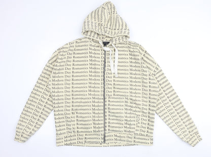Motel Mens Beige Geometric Cotton Full Zip Hoodie Size S - Modern Day Romantics