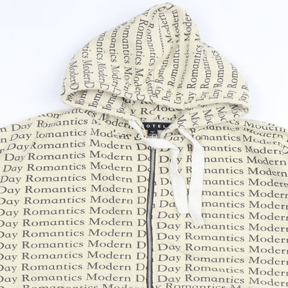 Motel Mens Beige Geometric Cotton Full Zip Hoodie Size S - Modern Day Romantics