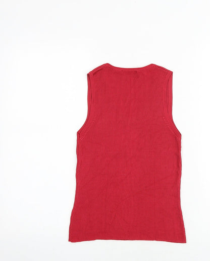 Daniel Hetcher Womens Red Viscose Basic Tank Size M V-Neck