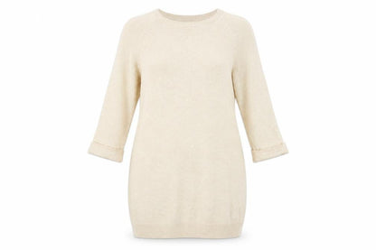 Warehouse Womens Beige Acrylic Jumper Dress Size 12 Round Neck Pullover