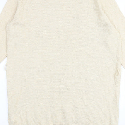 Warehouse Womens Beige Acrylic Jumper Dress Size 12 Round Neck Pullover