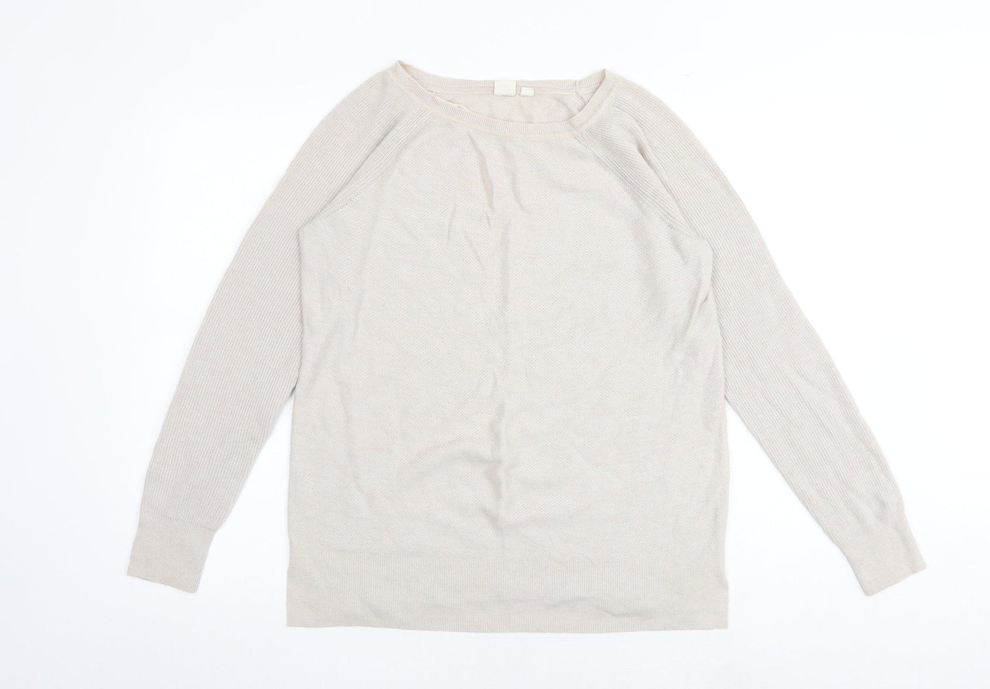 Gap Womens Beige Round Neck Nylon Pullover Jumper Size M