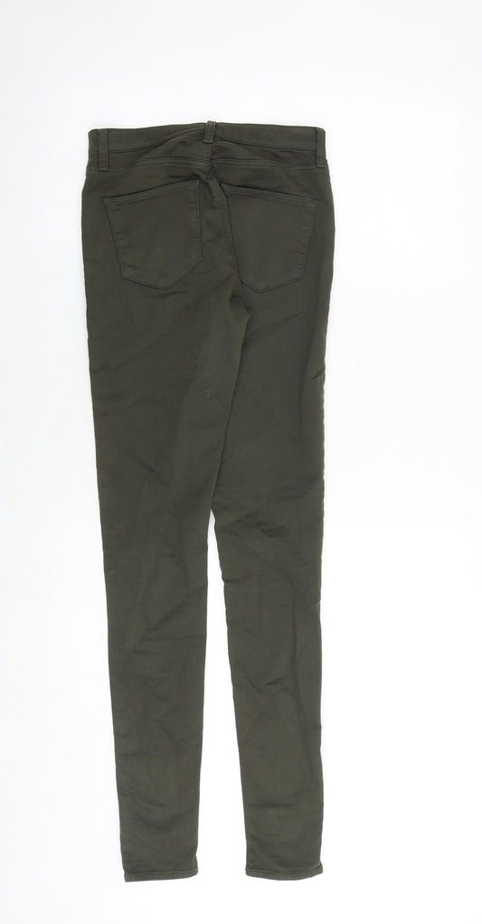 Topshop Womens Green Cotton Skinny Jeans Size 25 in Slim Zip
