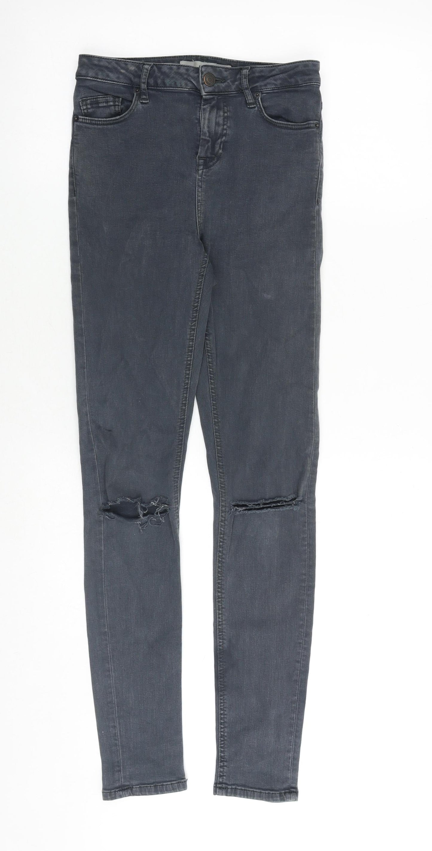 Topshop Womens Grey Cotton Skinny Jeans Size 26 in Slim Zip