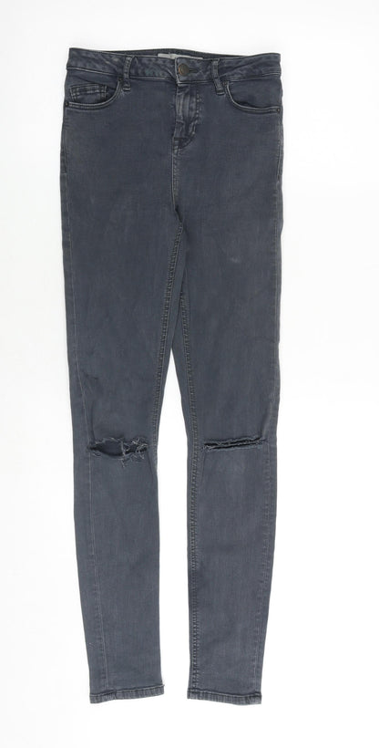 Topshop Womens Grey Cotton Skinny Jeans Size 26 in Slim Zip