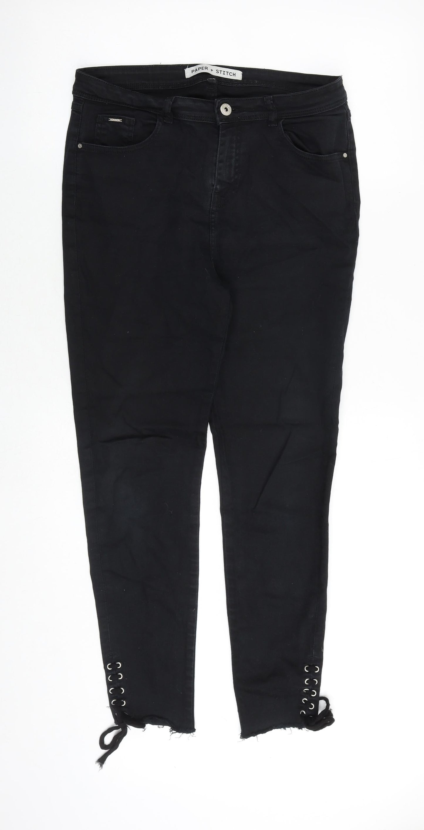 Paper + Stitch Womens Black Cotton Skinny Jeans Size 32 in Regular Zip