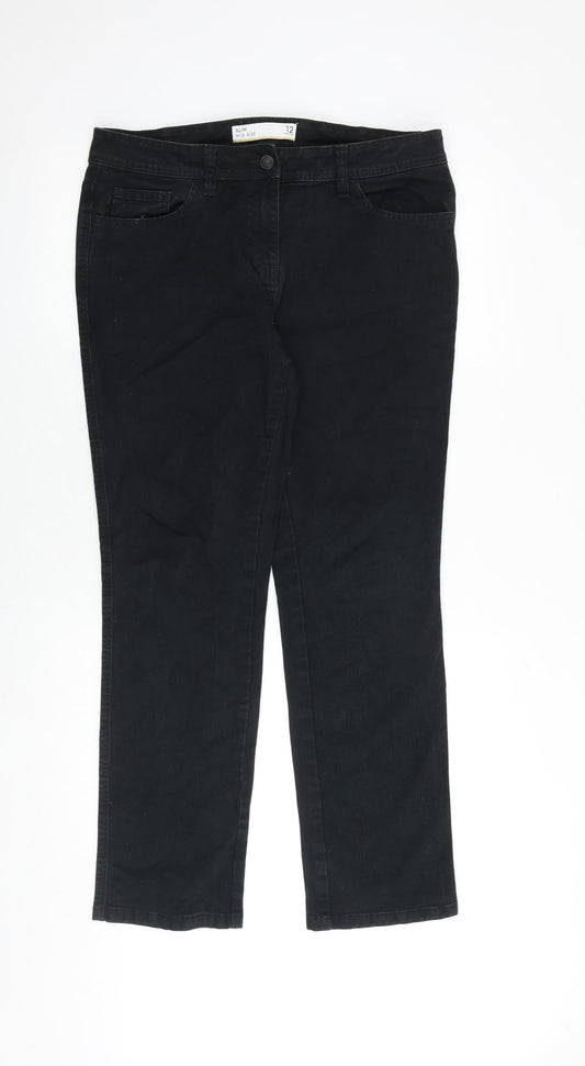 NEXT Womens Black Cotton Skinny Jeans Size 12 Slim Zip