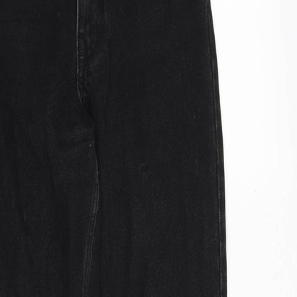 Monki Womens Black Cotton Straight Jeans Size 24 in Regular Zip