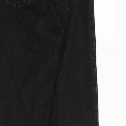 Monki Womens Black Cotton Straight Jeans Size 24 in Regular Zip