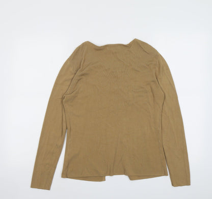 Claudia Womens Beige Round Neck Viscose Cardigan Jumper Size M