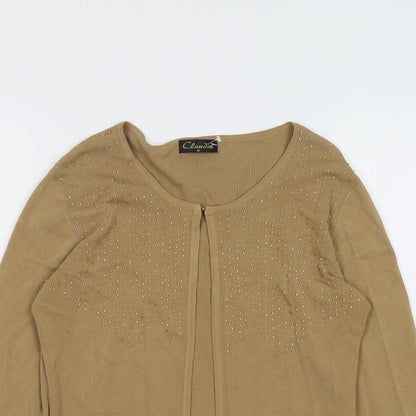 Claudia Womens Beige Round Neck Viscose Cardigan Jumper Size M