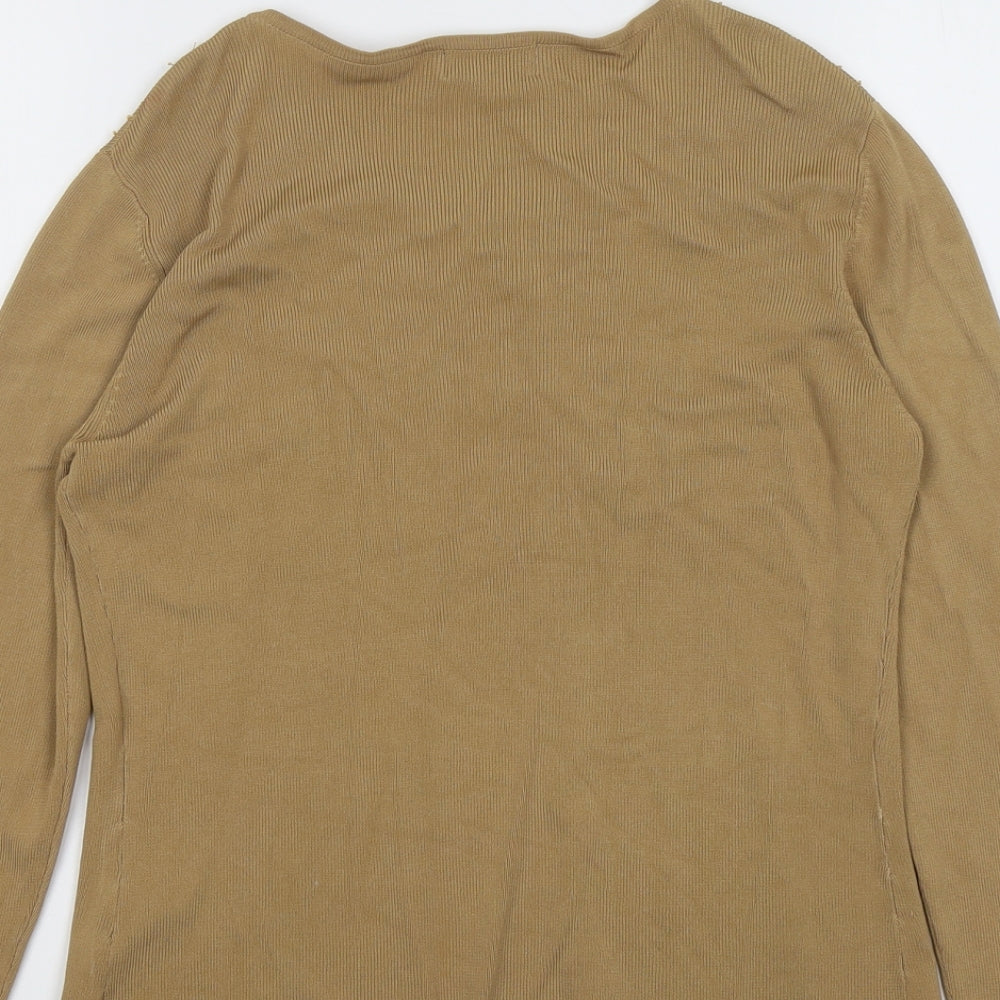 Claudia Womens Beige Round Neck Viscose Cardigan Jumper Size M