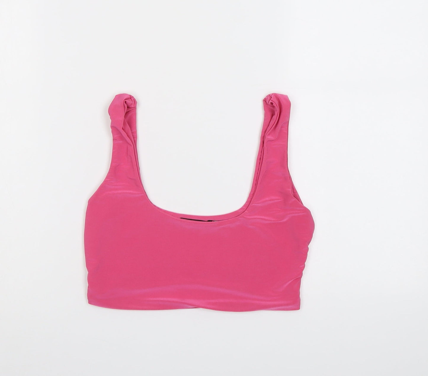 Boohoo Womens Pink Polyester Cropped Tank Size 12 Round Neck