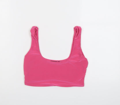Boohoo Womens Pink Polyester Cropped Tank Size 12 Round Neck