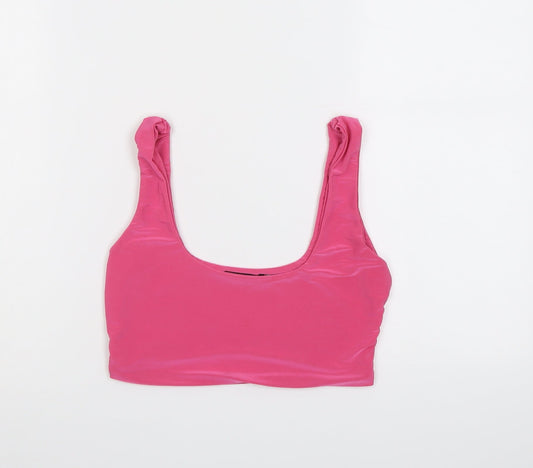 Boohoo Womens Pink Polyester Cropped Tank Size 12 Round Neck