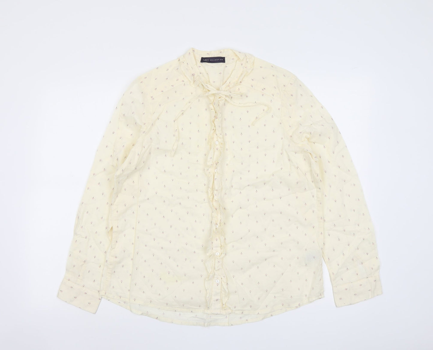 Womens UK Size 14 Marks and Spencer Ivory Basic Button-Up