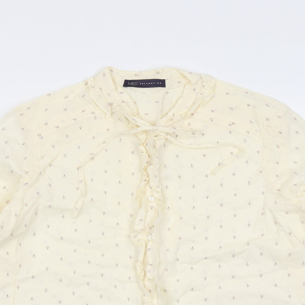 Womens UK Size 14 Marks and Spencer Ivory Basic Button-Up