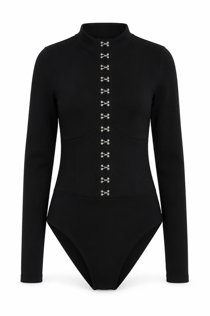 Womens UK Size 8 Misspap One-Piece Black Bodysuit