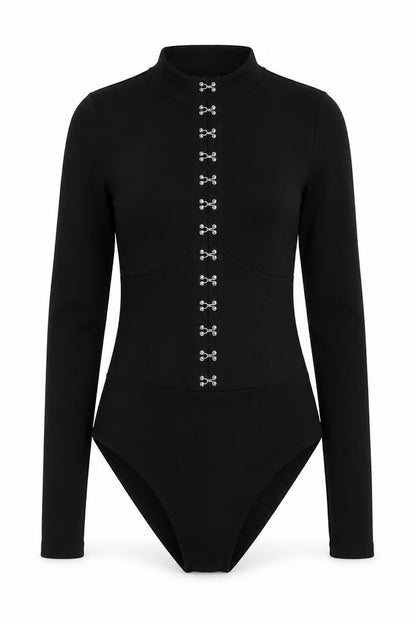 Womens UK Size 8 Misspap One-Piece Black Bodysuit