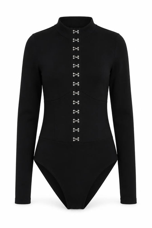 Womens UK Size 8 Misspap One-Piece Black Bodysuit