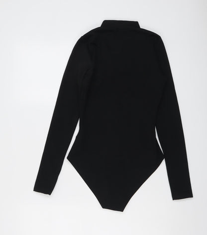 Misspap Womens Black Polyester Bodysuit One-Piece Size 8 Snap