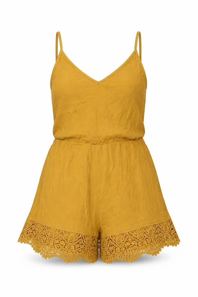 Womens UK Size 8 H&M One-Piece Yellow Playsuit