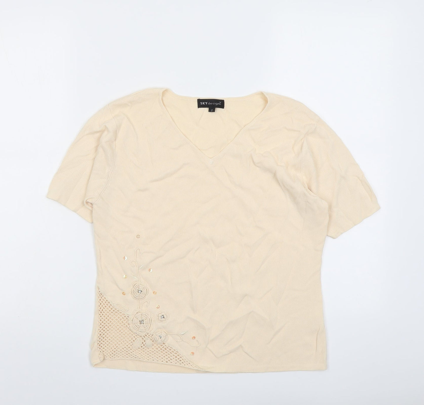 Womens UK Size 10 Sky Designs Orange Basic T-Shirt