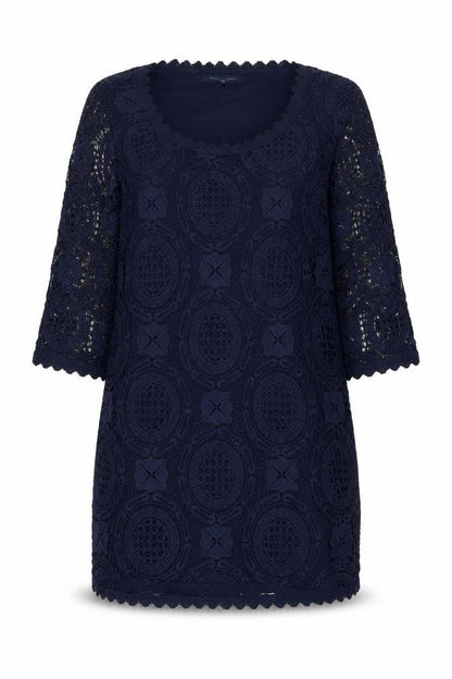 French Connection Womens Blue Geometric Cotton A-Line Size 10 Scoop Neck Pullover