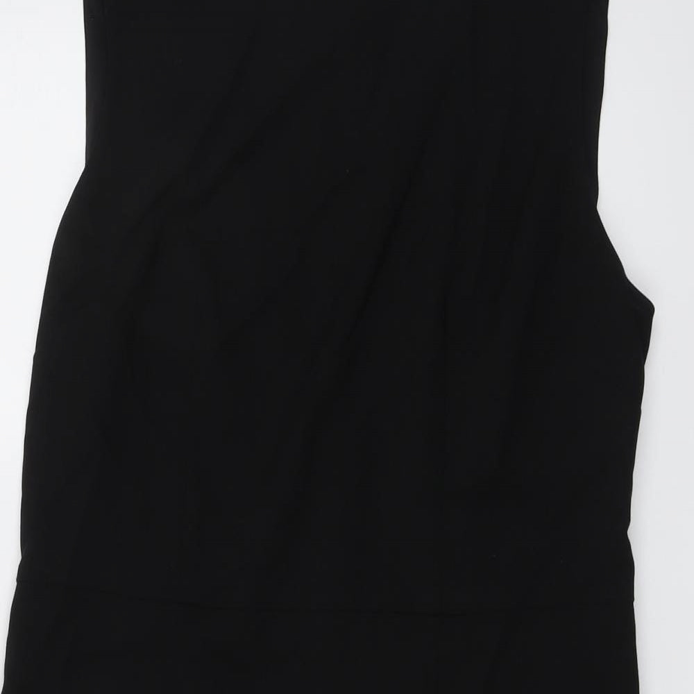 NEXT Womens Black Polyester A-Line Size 14 Boat Neck Zip