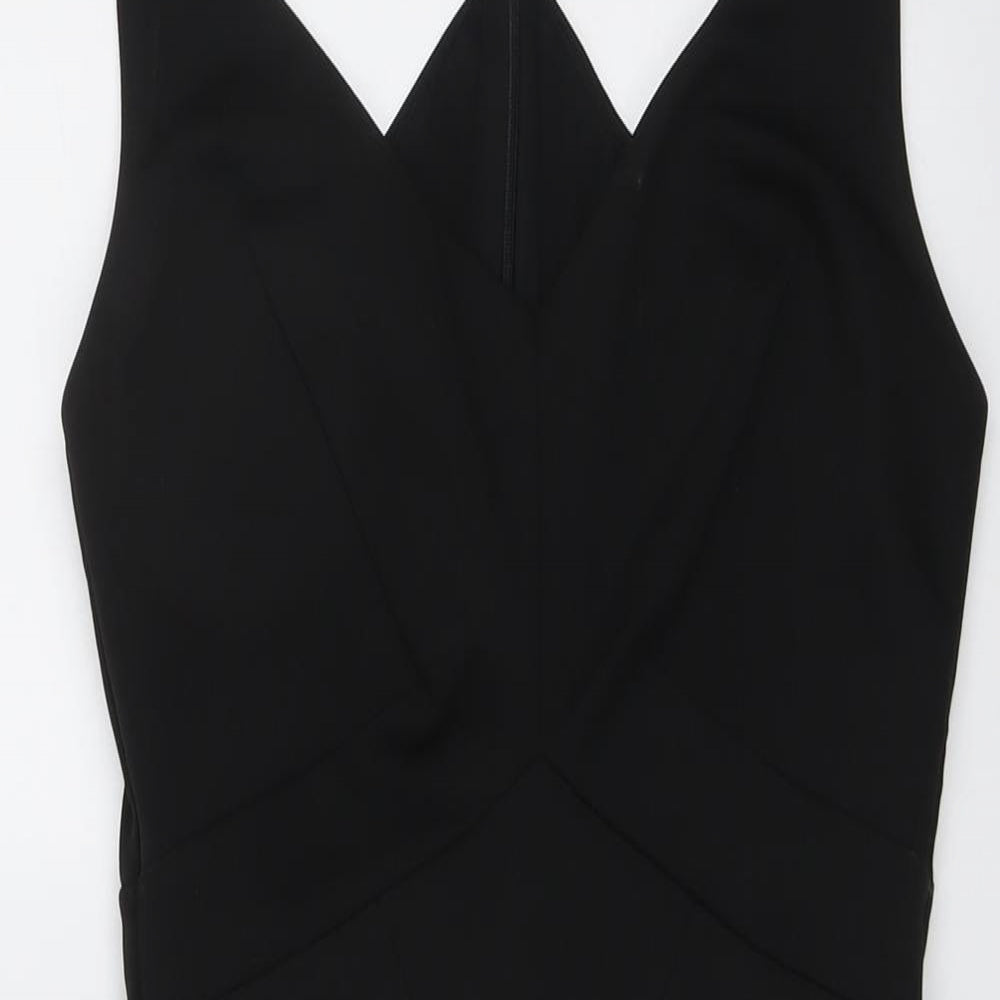 ASOS Womens Black Polyester Bodycon Size 10 V-Neck Zip