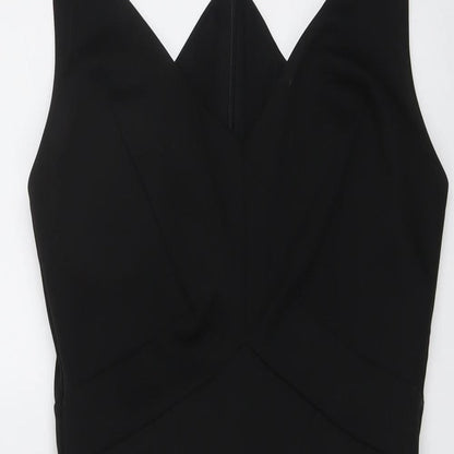 ASOS Womens Black Polyester Bodycon Size 10 V-Neck Zip