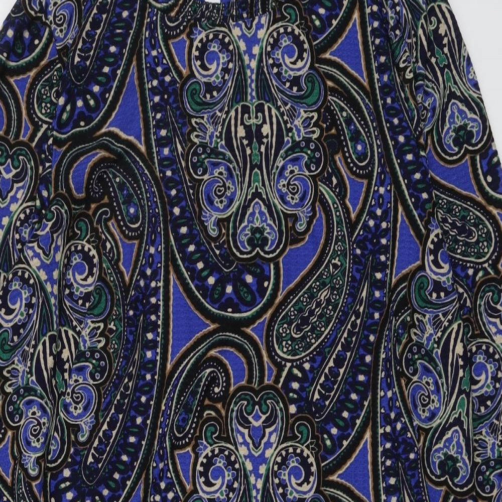 NEXT Womens Blue Geometric Polyester Sheath Size 16 Round Neck Button