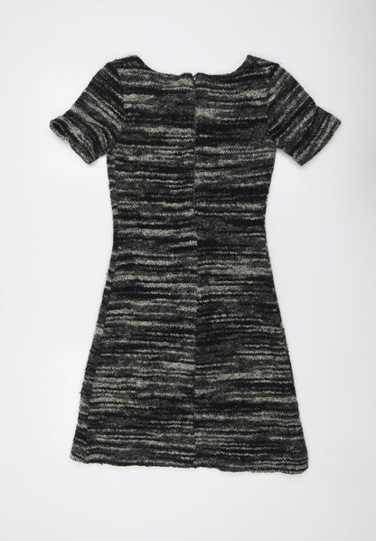 Phase Eight Womens Black Acrylic A-Line Size 8 Round Neck Zip