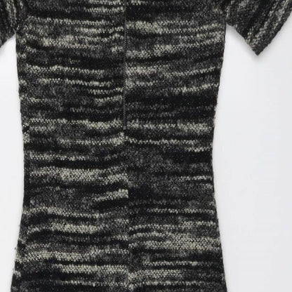 Phase Eight Womens Black Acrylic A-Line Size 8 Round Neck Zip