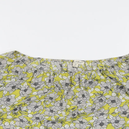 Miss Selfridge Womens Yellow Floral Polyester Basic Blouse Size 6 Off the Shoulder
