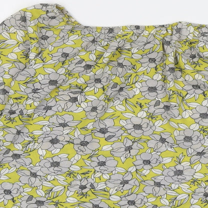 Miss Selfridge Womens Yellow Floral Polyester Basic Blouse Size 6 Off the Shoulder
