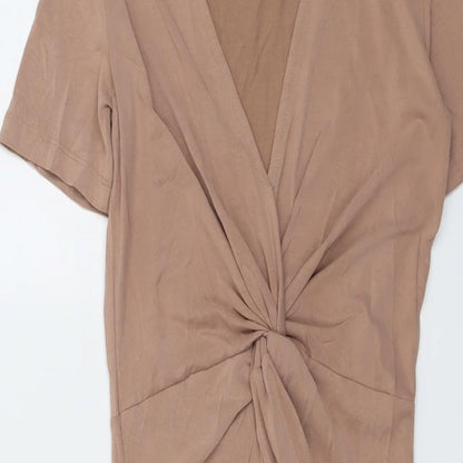 H&M Womens Beige Modal A-Line Size XS V-Neck Pullover