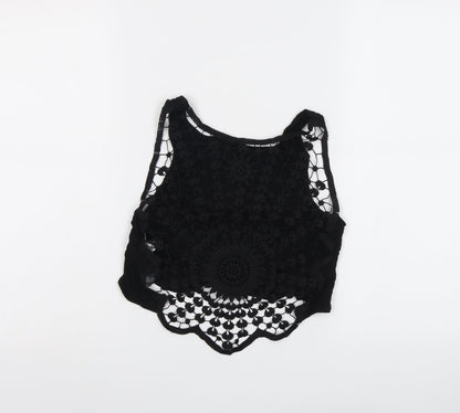 Womens UK Size 6 H&M Black Cropped Tank