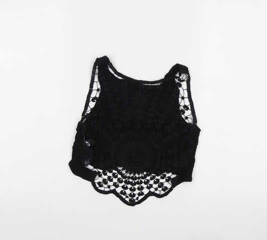 Womens UK Size 6 H&M Black Cropped Tank