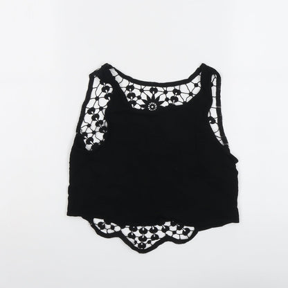 Womens UK Size 6 H&M Black Cropped Tank
