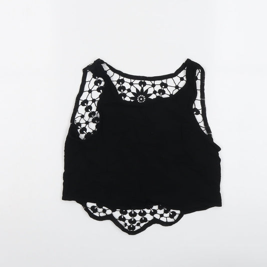 Womens UK Size 6 H&M Black Cropped Tank