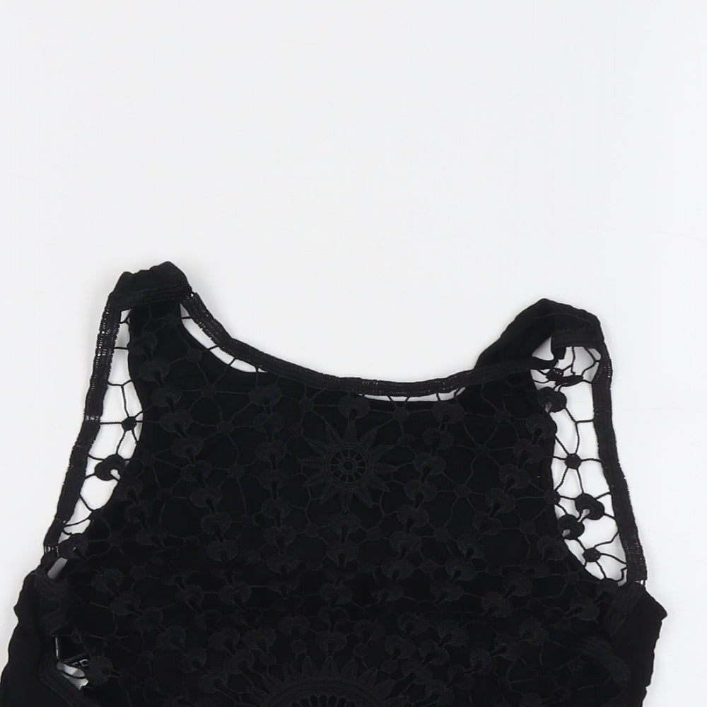 Womens UK Size 6 H&M Black Cropped Tank