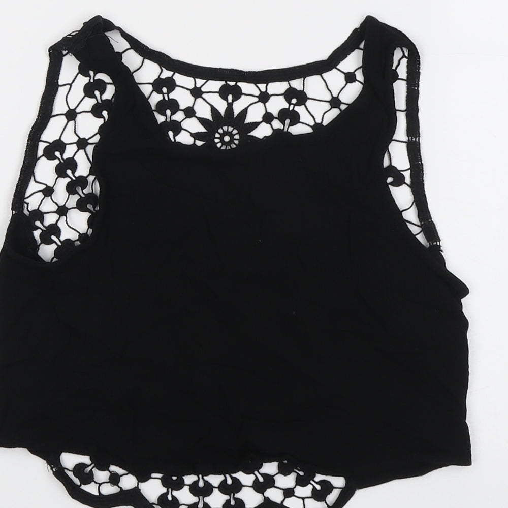 Womens UK Size 6 H&M Black Cropped Tank
