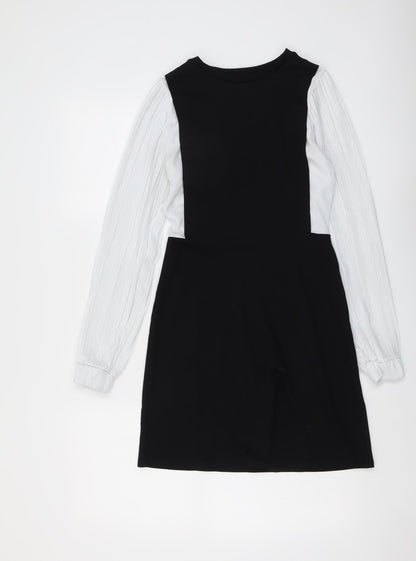 River Island Womens Black Colourblock Viscose A-Line Size 6 Round Neck Pullover