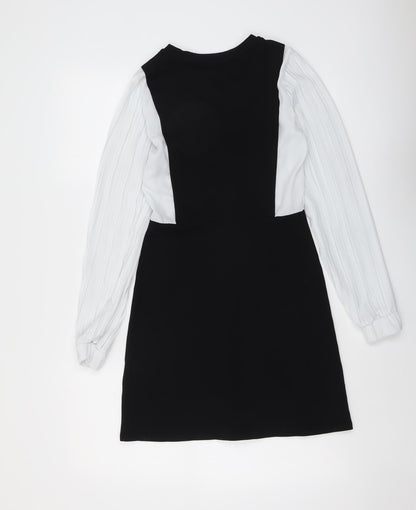 River Island Womens Black Colourblock Viscose A-Line Size 6 Round Neck Pullover