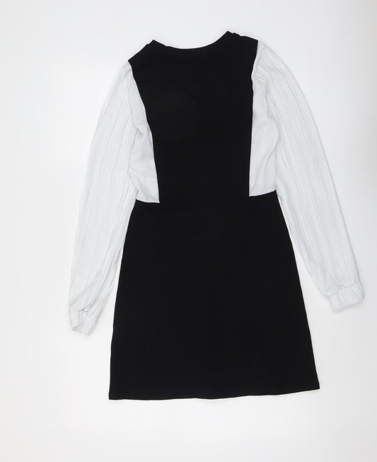 River Island Womens Black Colourblock Viscose A-Line Size 6 Round Neck Pullover