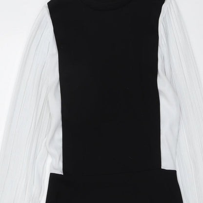 River Island Womens Black Colourblock Viscose A-Line Size 6 Round Neck Pullover